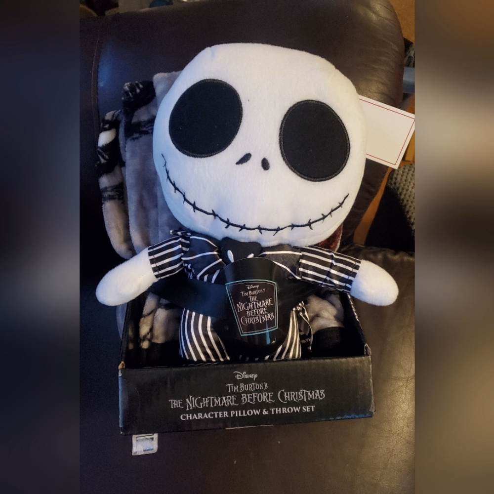 Nightmare Before Christmas Jack Skellington Character Pillow & Throw Blanket Set